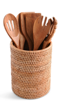 Load image into Gallery viewer, Vagabond House Hand Woven Rattan Utensil Holder
