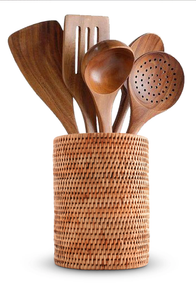 Vagabond House Hand Woven Rattan Utensil Holder