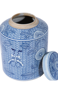 Blue & White Butterfly Leaf Tea Jar