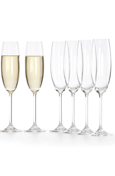 Tuscany Set of 6 Classic Champagne Flutes For Madeline & Adam