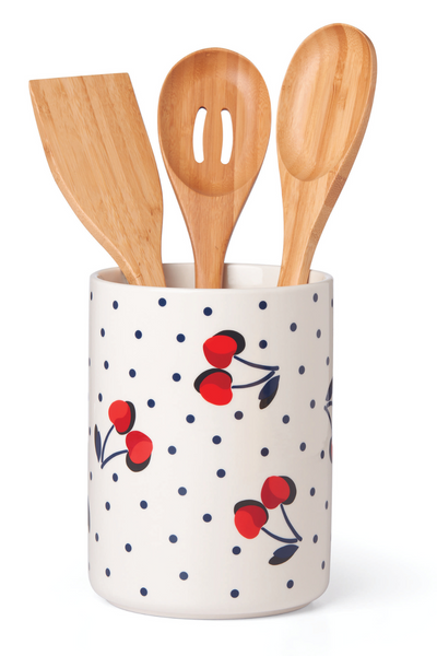 Kate Spade New York Vintage Cherry Crock with Utensils