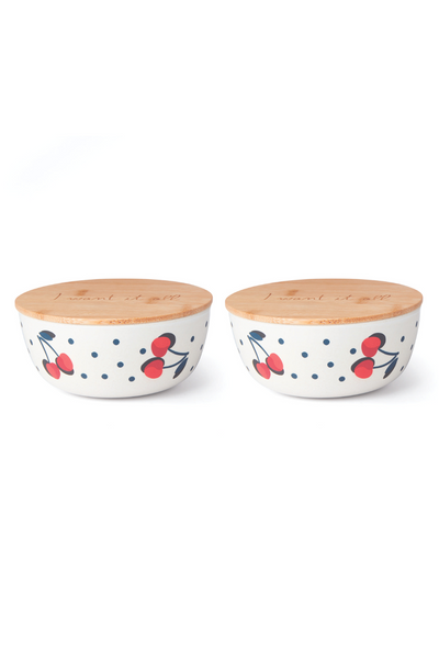 Kate Spade New York Vintage Cherry Dot 2-Piece Round Storage Set