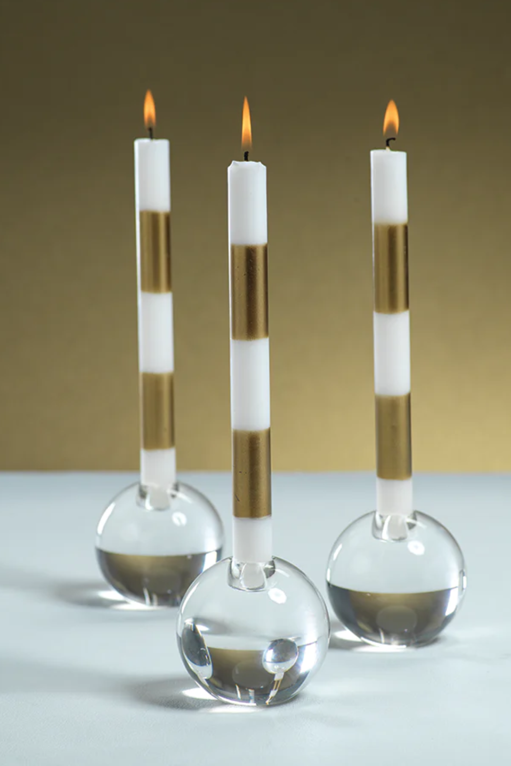 Round Crystal Taper Candle Holder