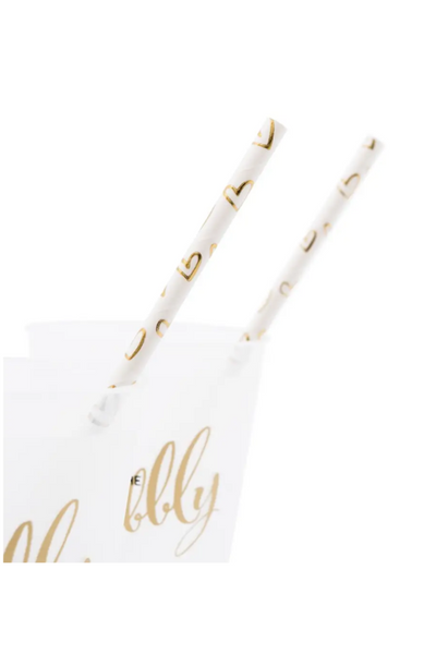 Gold Foil Hearts Paper Drinking Straws