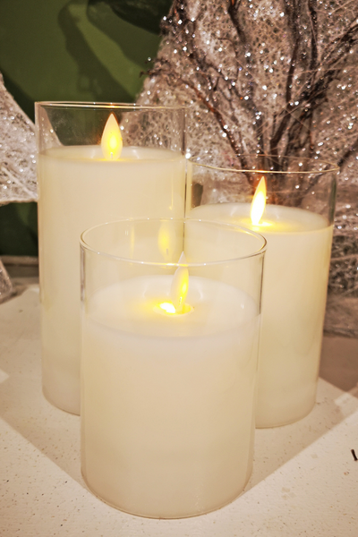 Set of Three Flameless LED Pillar Candles