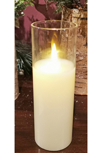 LED Glass Pillar Candle - Ivory
