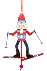 Wooden Jumping-Jack Skier Ornament