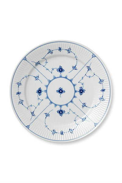 royal copenhagen dinner plate, dinner plate, fluted dinner plate, blue and white dinner plate