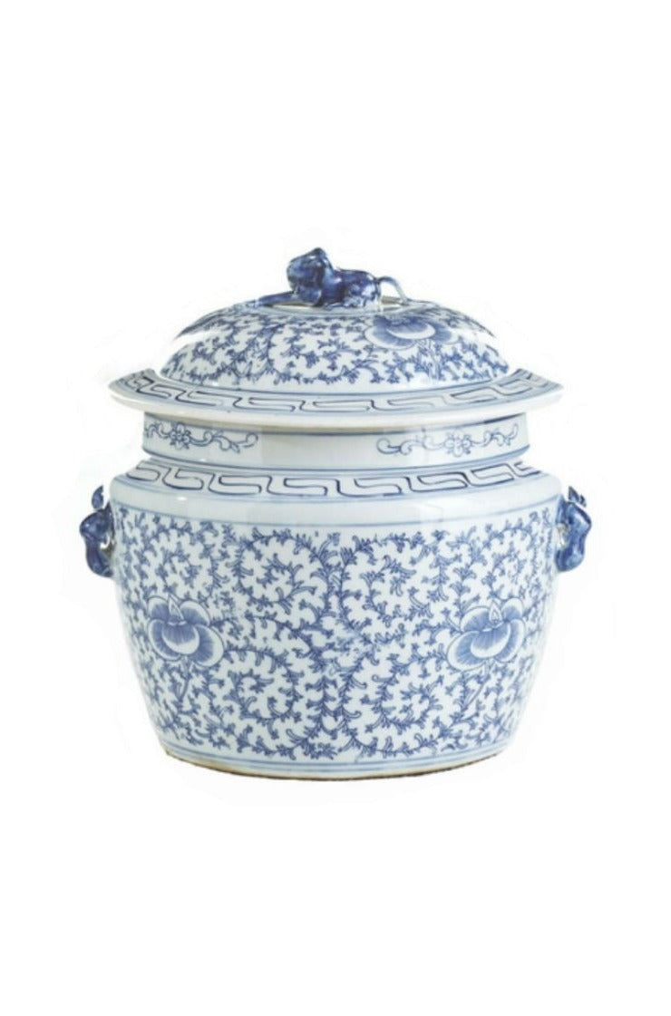Blue & White Lidded Rice Jar