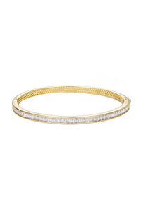 Gold Bangle with Emerald Cut Cubic Zirconia