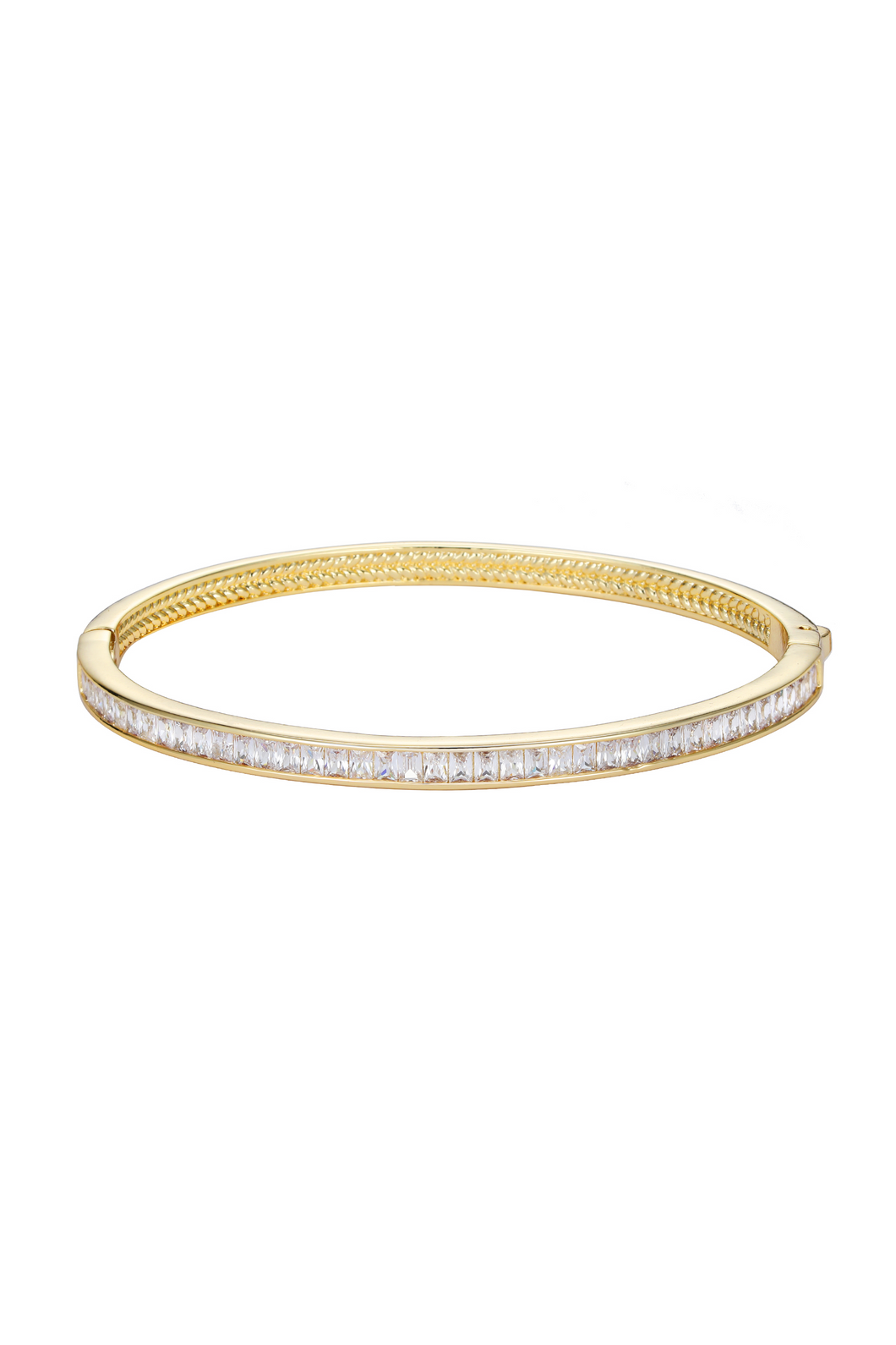 Gold Bangle with Emerald Cut Cubic Zirconia