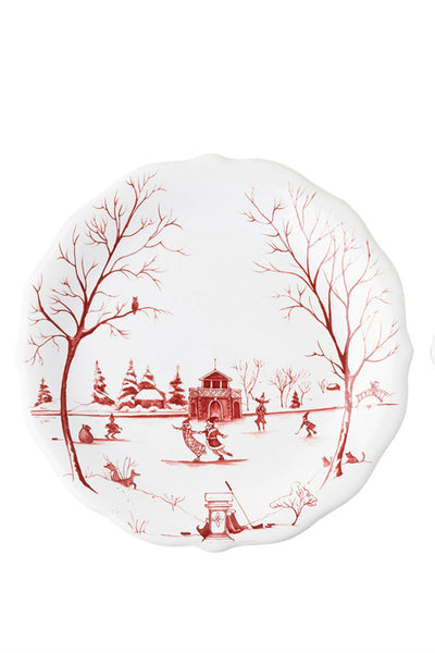 Juliska Country Estate Winter Frolic "Mr. & Mrs. Claus" Ruby Party Plate Set