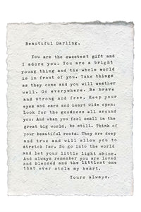 Beautiful Darling Handmade Paper Print