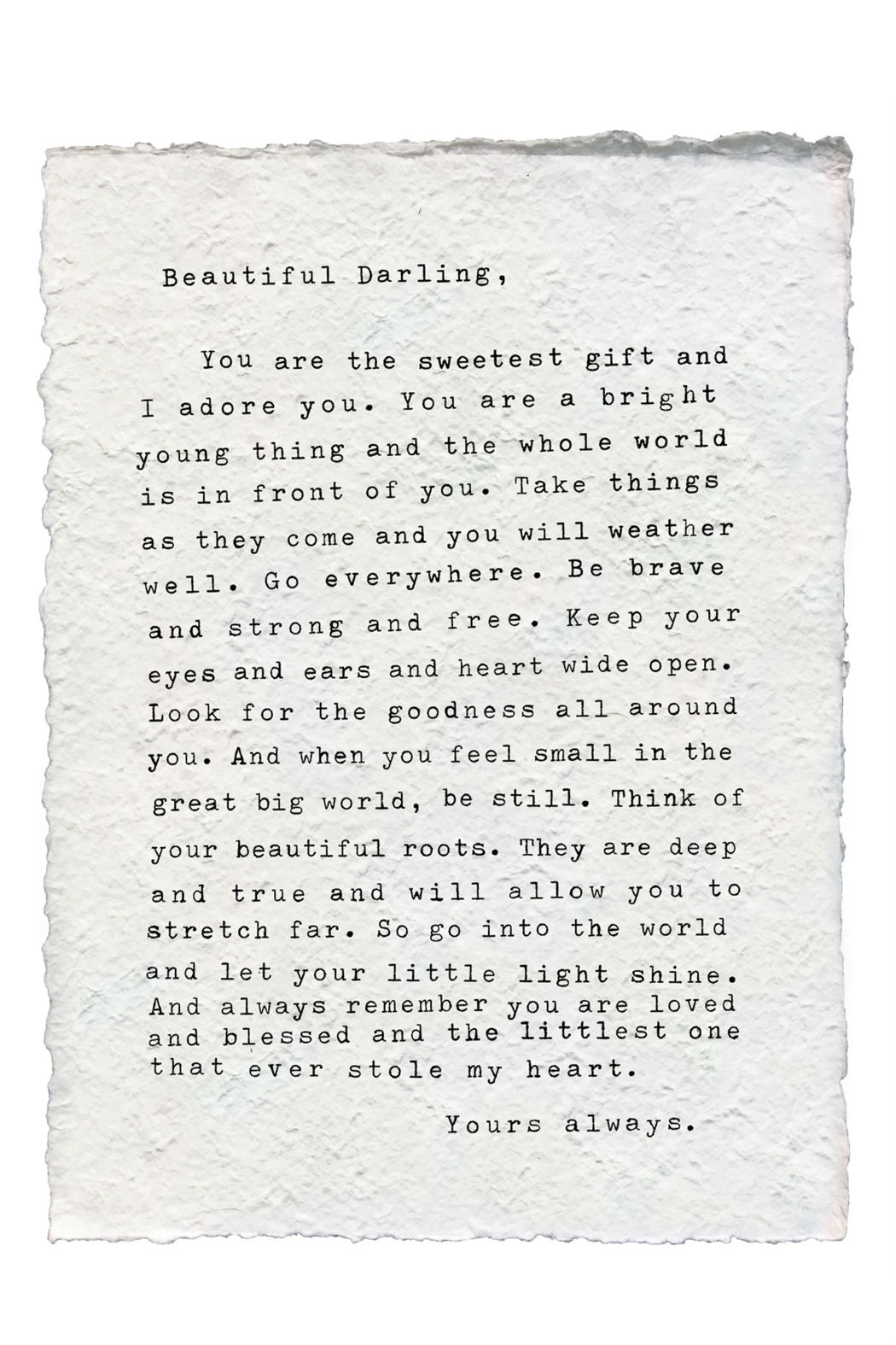 Beautiful Darling Handmade Paper Print